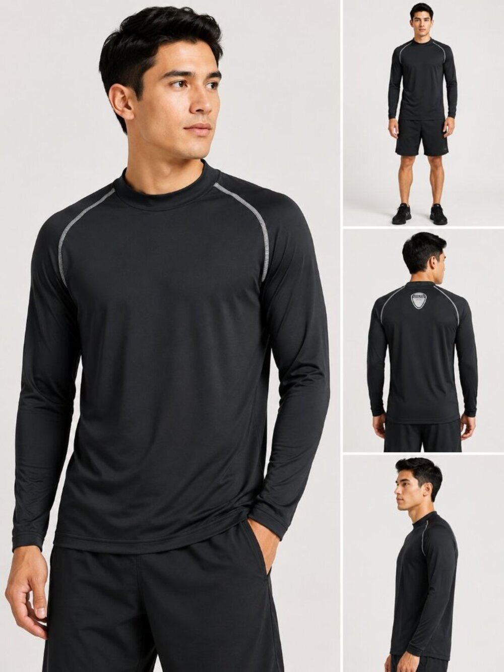 Nike Pro Long Sleeve Mens Performance Athletic Top Black/ Gray Xlarge